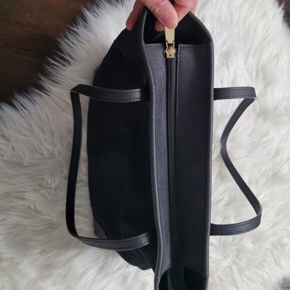 Michael Kors Eva Black Nylon Small Carryall Top Zip Tote, Shoulder Bag EUC - Picture 8 of 10